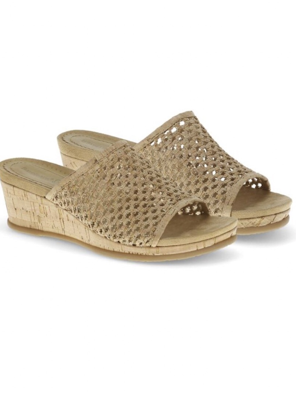 BareTraps Woven Slide Mules in golden Beige Tan size 10W( used once)